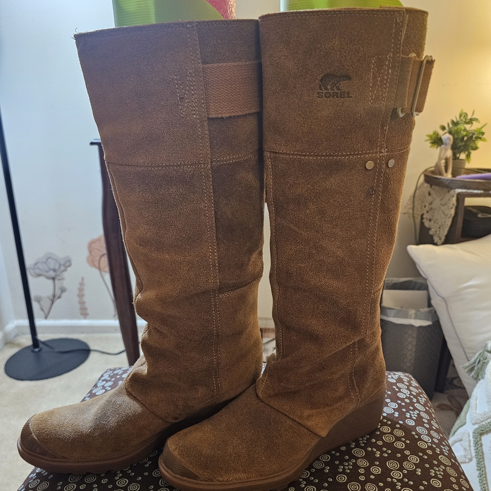 Sorel Tall Suede Winter Boots in Chestnut Brown - Picture 2 of 8